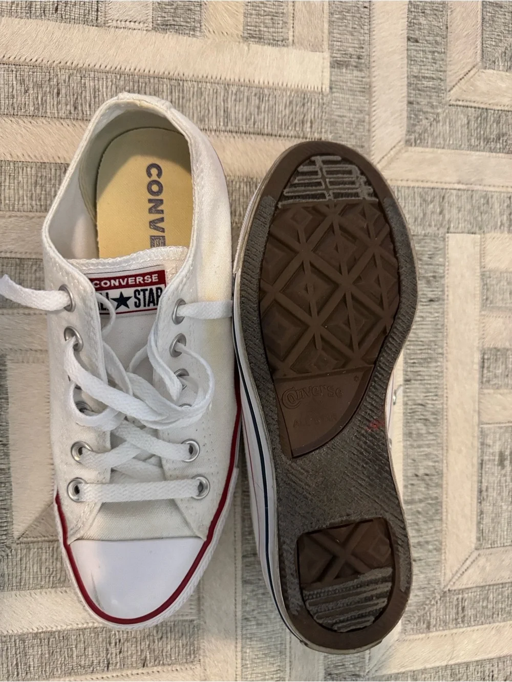 Converse White Low-Top Sneakers with Red Trim